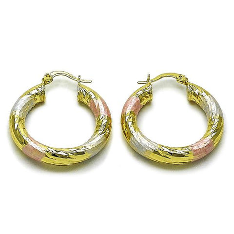 Argolla Mediana 02.213.0311.1.30 Oro Laminado, Diseño de Hueco, Diamantado, Tricolor