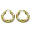 Argolla Mediana 02.213.0311.1.30 Oro Laminado, Diseño de Hueco, Diamantado, Tricolor