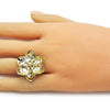 Anillo Elegante 01.213.0069 Oro Laminado, Diseño de Flor, Diamantado, Dorado