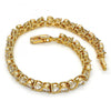 Pulsera Tennis 03.213.0042.07 Oro Laminado, con Zirconia Cubica Blanca, Pulido, Dorado