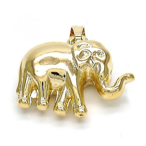 Dije Elegante 05.178.0003 Oro Laminado, Diseño de Elefante, Pulido, Dorado