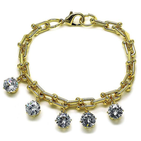 Pulsera de Dije 03.331.0329.07 Oro Laminado, con Zirconia Cubica Blanca, Pulido, Dorado