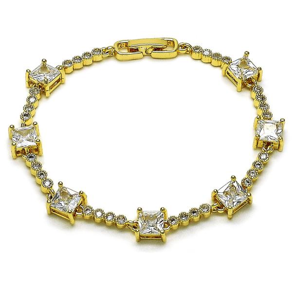 Pulsera Elegante 03.283.0311.3.07 Oro Laminado, con Zirconia Cubica Blanca, Pulido, Dorado