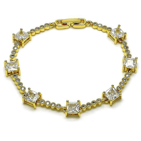 Pulsera Elegante 03.283.0311.3.07 Oro Laminado, con Zirconia Cubica Blanca, Pulido, Dorado
