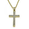 Dije Religioso 05.102.0049 Oro Laminado, Diseño de Cruz, con Micro Pave Blanca, Pulido, Dorado