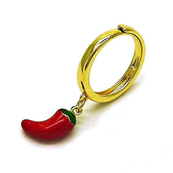 Anillo Elegante 01.421.0001 Oro Laminado, Diseño de Chile, Esmaltado Rojo, Dorado