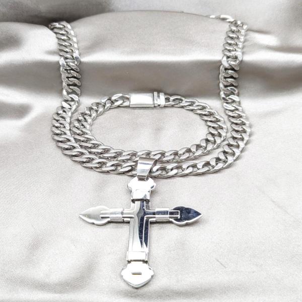 Collar y Pulso 06.63.0304.28 Acero Inoxidable, Diseño de Square Franco, Pulido, Acero