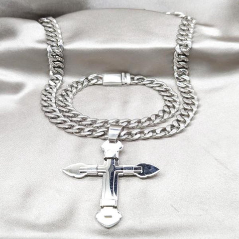 Collar y Pulso 06.63.0304.28 Acero Inoxidable, Diseño de Square Franco, Pulido, Acero