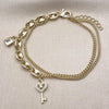 Pulsera Elegante 03.213.0386.07 Oro Laminado, Diseño de Puff Mariner y Miami Cubana, Diseño de Puff Mariner, con Micro Pave Blanca y Zirconia CubicaBlanca, Pulido, Dorado