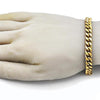Pulsera Básica 03.435.0002.09 Acero Inoxidable, Diseño de Miami Cubana, Pulido, Dorado
