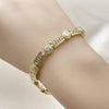 Pulsera Solida 03.213.0390.07 Oro Laminado, Diseño de Llave Griega, Pulido, Dorado
