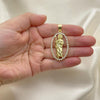 Dije Religioso 05.380.0159 Oro Laminado, Diseño de San Judas, con Zirconia Cubica Blanca, Pulido, Dorado