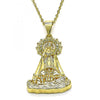 Dije Religioso 05.253.0153.1 Oro Laminado, Diseño de Caridad del Cobre, con Zirconia Cubica Amarillo Claro, Pulido, Dorado