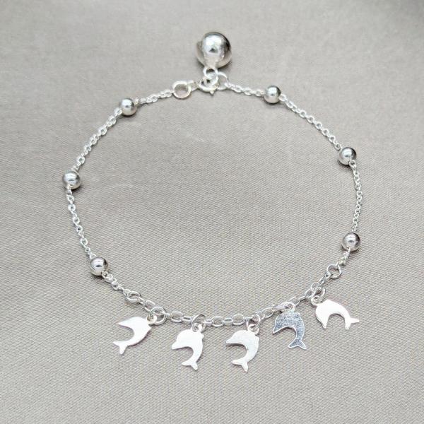 Pulsera Elegante 03.409.0126.07 Plata Rodinada, Diseño de Delfin y Bola, Diseño de Delfin, Pulido, Plateado