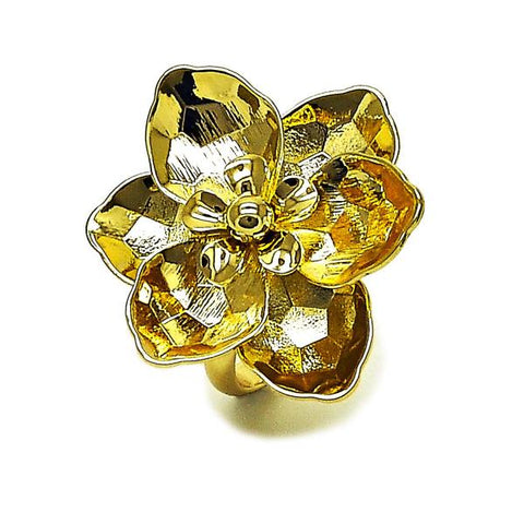 Anillo Elegante 01.213.0069 Oro Laminado, Diseño de Flor, Diamantado, Dorado