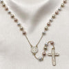 Rosario Mediano 09.253.0085.26 Oro Laminado, Diseño de San Benito y Crucifijo, Diseño de San Benito, con Zirconia Cubica Blanca, Diamantado, Tricolor