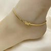 Tobillera Básica 03.02.0098.10 Oro Laminado, Diseño de Mariposa y Herringbone, Diseño de Mariposa, Pulido, Dorado