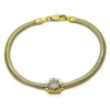 Pulsera Elegante 03.213.0367.08 Oro Laminado, Diseño de Cola de Raton, con Zirconia Cubica Blanca, Pulido, Dorado