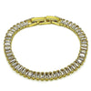 Pulsera Tennis 03.130.0005.5.07 Oro Laminado, Diseño de Baguette, con Zirconia Cubica Blanca, Pulido, Dorado