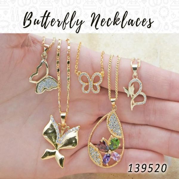 Kit Surtido de 25 Collares de Mariposa de Oro Laminado al por mayor — SKU 139520