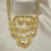 Collar, Pulso y Arete 06.372.0044 Oro Laminado, Diseño de Besos y Abrazos y Corazon, Diseño de Besos y Abrazos, con Cristal Blanca, Pulido, Dorado