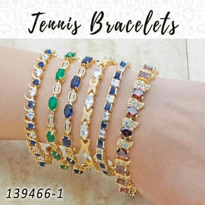 Kit Surtido de 12 Pulseras Tennis de Oro Laminado al por mayor — SKU 139466
