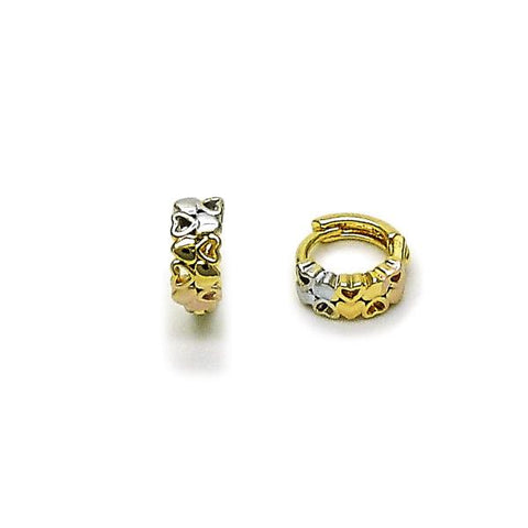 Argolla Huggie 02.170.0537.10 Oro Laminado, Diseño de Corazon, Pulido, Tricolor