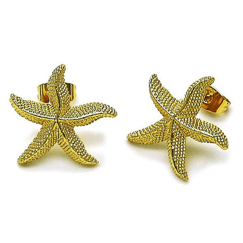 Arete Dormilona 02.282.0069 Oro Laminado, Diseño de Estrella, Mate, Dorado