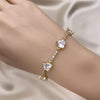 Pulsera Elegante 03.283.0312.07 Oro Laminado, Diseño de Corazon, con Zirconia Cubica Blanca, Pulido, Dorado