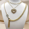 Gargantilla Elegante 04.437.0010.16 Acero Inoxidable, Diseño de Corazon y Rolo, Diseño de Corazon, con Zirconia Cubica Blanca, Pulido, Dorado