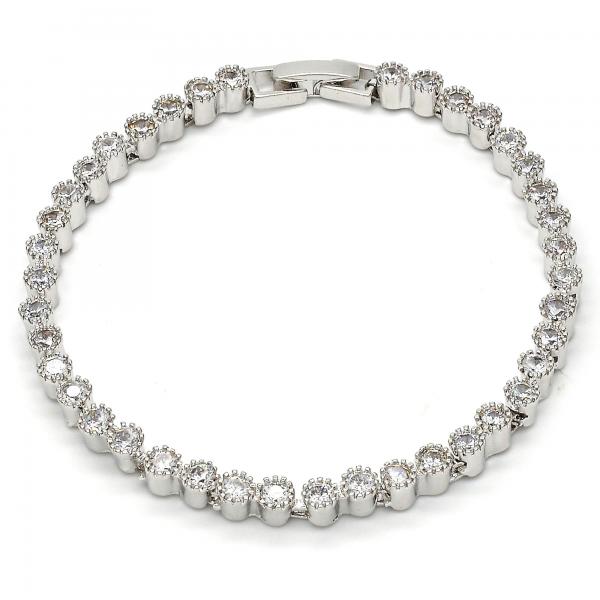 Pulsera Tennis 03.210.0019.1.08 Rodio Laminado, con Zirconia Cubica Blanca, Pulido, Rodinado