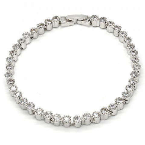 Pulsera Tennis 03.210.0019.1.08 Rodio Laminado, con Zirconia Cubica Blanca, Pulido, Rodinado