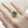 Anillo Multi Piedra 01.196.0037 Oro Laminado, Diseño de Cluster y Baguette, Diseño de Cluster, con Zirconia Cubica Verde y Blanca, Pulido, Dorado