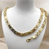 Collar y Pulso 06.116.0009.1 Acero Inoxidable, Diseño de Llave Griega, Pulido, Dorado