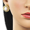 Arete Dormilona 02.282.0044 Oro Laminado, con Madre Perla Marfil, Pulido, Dorado