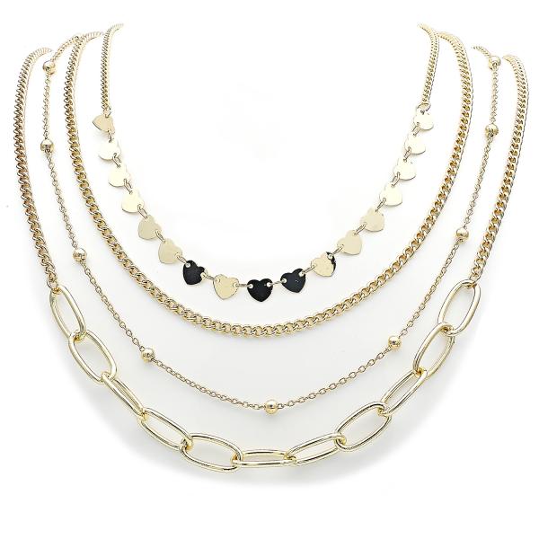 Gargantilla Elegante 04.437.0005.16 Acero Inoxidable, Diseño de Corazon y Miami Cubana, Diseño de Corazon, Pulido, Dorado