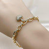 Pulsera Elegante 03.283.0486.08 Oro Laminado, Diseño de Corazon, con Zirconia Cubica Blanca, Pulido, Dorado