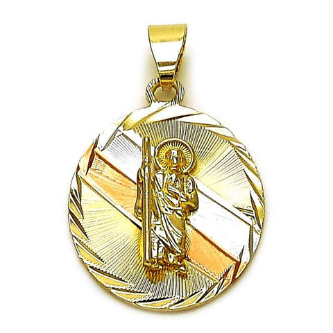 Dije Religioso 05.120.0100 Oro Laminado, Diseño de San Judas, Diamantado, Tricolor