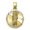Dije Religioso 05.120.0100 Oro Laminado, Diseño de San Judas, Diamantado, Tricolor