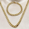 Collar y Pulso 06.257.0005 Acero Inoxidable, Diseño de Figaro, Pulido, Dorado