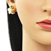 Arete Dormilona 02.202.0010 Oro Laminado, Diseño de Flor, Pulido, Dorado