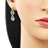 Arete Dormilona 02.283.0199 Oro Laminado, Diseño de Puff Mariner, con Zirconia Cubica Blanca, Pulido, Dorado