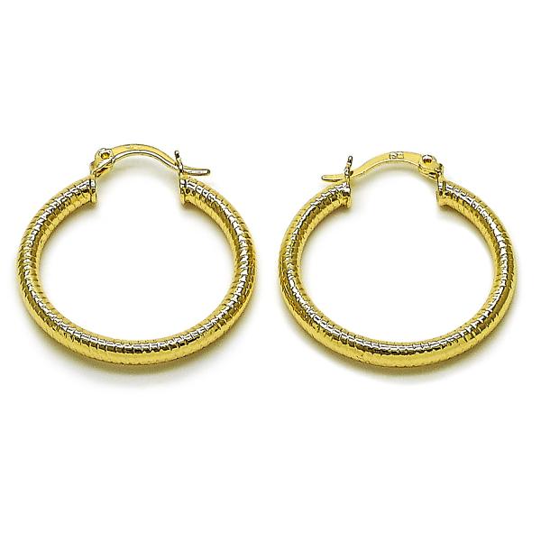 Argolla Mediana 02.213.0258.30 Oro Laminado, Diseño de Hueco, Diamantado, Dorado