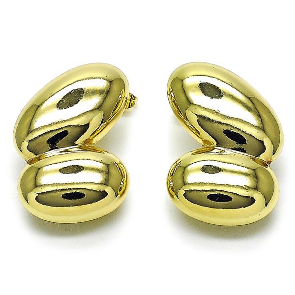 Arete Dormilona 02.428.0034 Oro Laminado, Diseño de Hueco, Pulido, Dorado