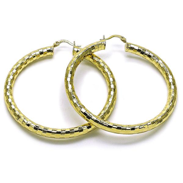 Argolla Grande 02.213.0310.60 Oro Laminado, Diseño de Hueco, Diamantado, Dorado