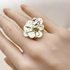 Anillo Elegante 01.213.0070 Oro Laminado, Diseño de Flor, Diamantado, Dorado