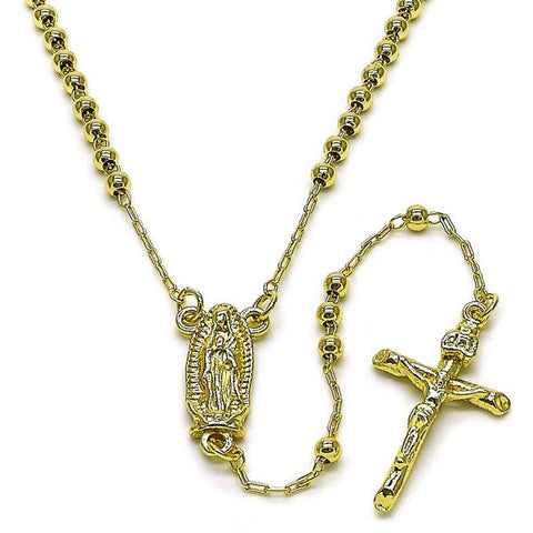 Rosario Fino 09.213.0054.18 Oro Laminado, Diseño de Guadalupe y Crucifijo, Diseño de Guadalupe, Pulido, Dorado