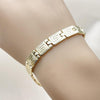 Pulsera Solida 03.213.0382.08 Oro Laminado, Diseño de Llave Griega, Pulido, Dorado