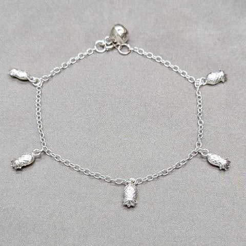 Pulsera Elegante 03.409.0108.08 Plata Rodinada, Diseño de Uva, Pulido, Plateado