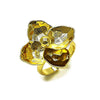 Anillo Elegante 01.213.0068 Oro Laminado, Diseño de Flor, Diamantado, Dorado